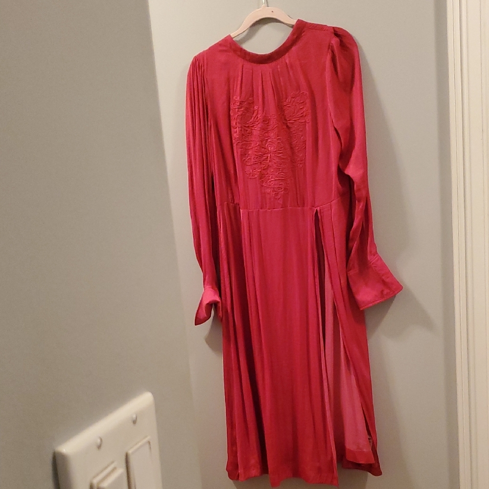 Free People Vibrant Pink Long Sleeve Dress